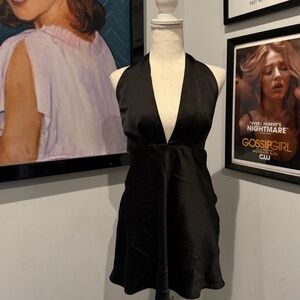 NEW Zara Black Satin Halter Dress S